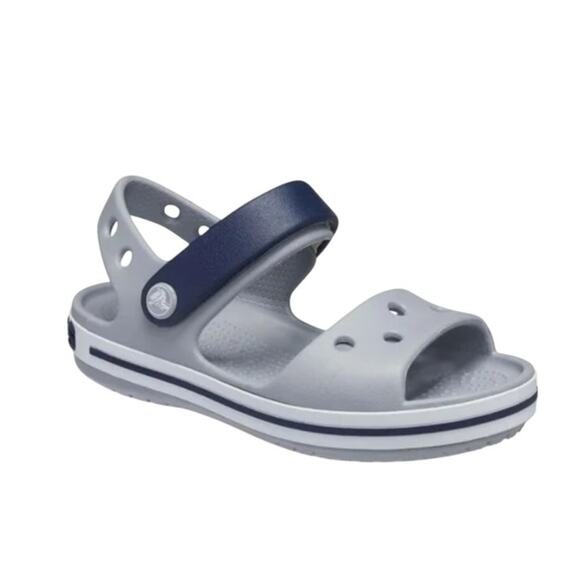 Crocs Bayaband Crocband Sandals Kids 12 Adjustable Hook & Loop Gray Blue Boys - Picture 1 of 9